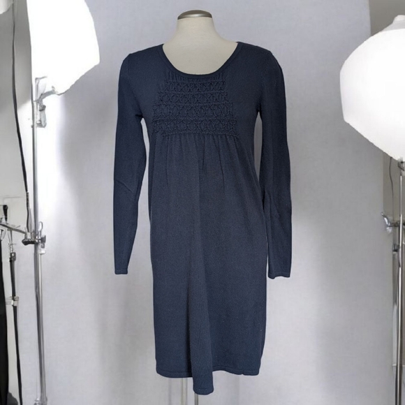 Boden Navy Blue Cotton/Cashmere Blend Knit Sweater Dress Size 8 - Picture 2 of 10